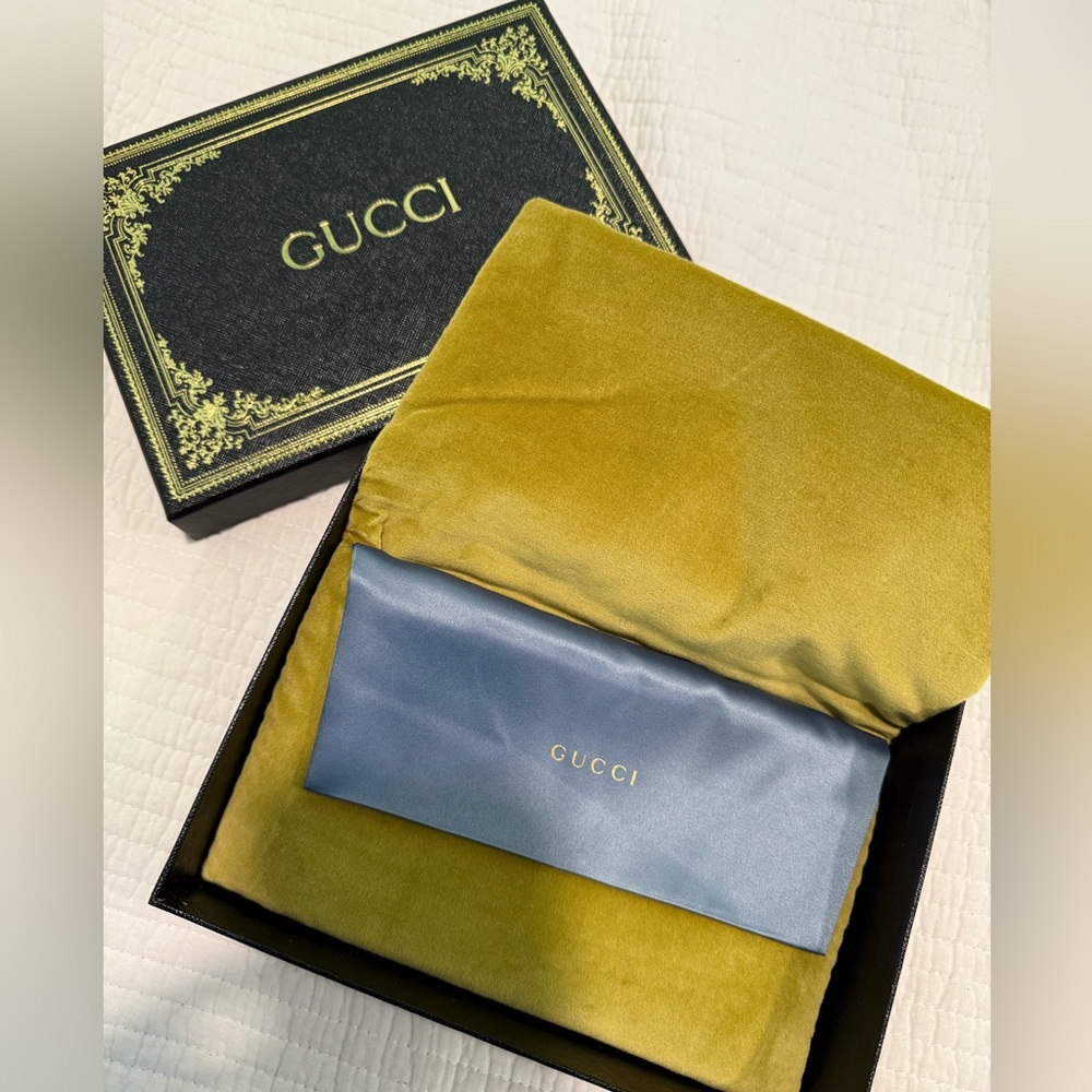 Gucci Gold Velvet Sunglasses Case and Box
